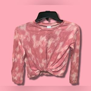 Tie dye reddish-pink long sleeve 100% cotton top from Nordstrom. Child L 10/12.